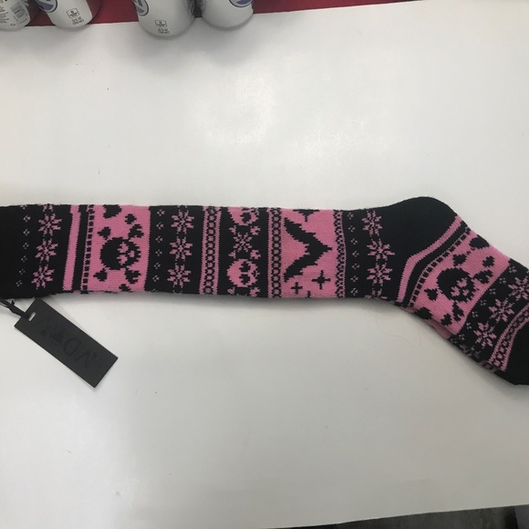 Dolls Kill Accessories - Widow x Dolls Kill Knee High black Intarsia Cat socks NWT